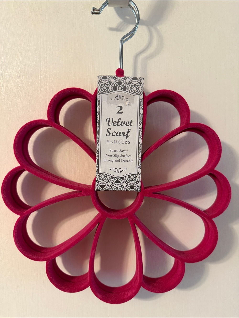 2 Velvet Scarf Hanger - Hot Pink Flower Organizer. New Smoke Free Home.